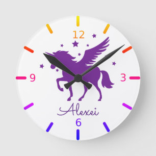 Pas uw eigen Magische Paars Unicorn aan Ronde Klok