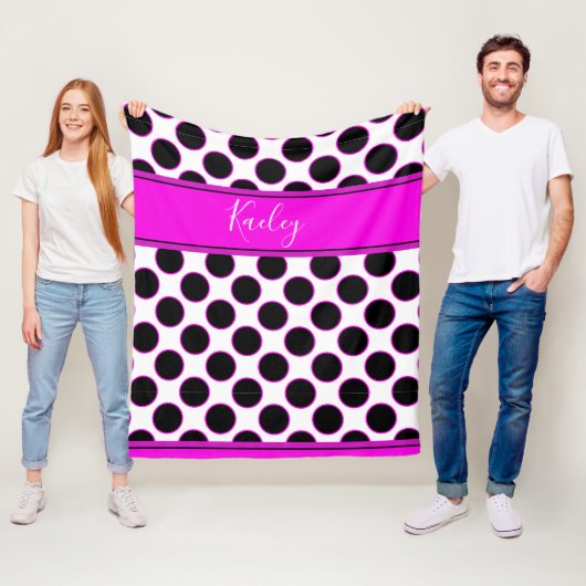 Pas uw eigen ontwerp aan - Roze en polka puntontwe Fleece Deken (In situ)