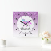 Pas uw eigen Paars glitter Paper-eenheid aan Vierkante Klok (Huis)