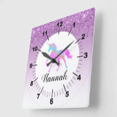 Pas uw eigen Paars glitter Paper-eenheid aan Vierkante Klok (Hoek)