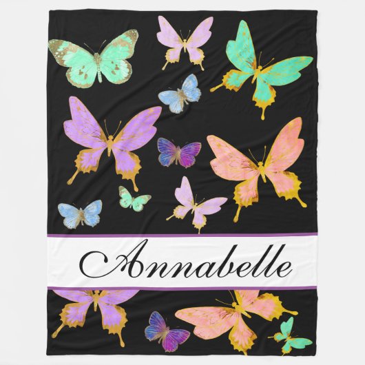 Pas uw eigen vlinderbank aan fleece deken (Voorkant)