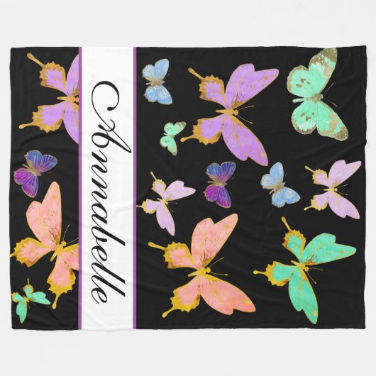 Pas uw eigen vlinderbank aan fleece deken (Voorkant (Horizontaal))