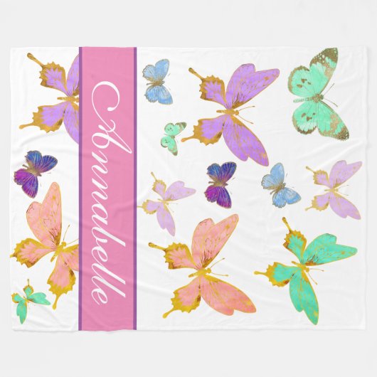 Pas uw eigen vlinderbank aan fleece deken (Voorkant (Horizontaal))