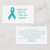Pas uw eigen voedselallergie-handkaarten aan contactkaartje (Voorkant / Achterkant)