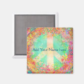 Pas uw eigen vredesteken  Bloemen aan Magneet (Voorkant / Achterkant)