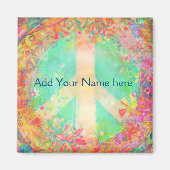 Pas uw eigen vredesteken  Bloemen aan Magneet (Voorkant)