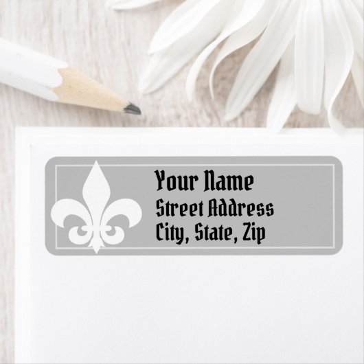 Pas uw eigen, witte Fleur-de-lis aan Etiket (Insitu)