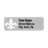 Pas uw eigen, witte Fleur-de-lis aan Etiket (Voorkant)