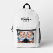 Pas uw foto aangepaste monogram wit aan bedrukte rugzak (Voorkant)