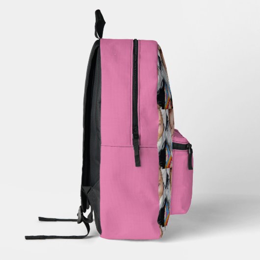 Pas Uw fotopatroon monogram naam roze aan Bedrukte Rugzak (Links)