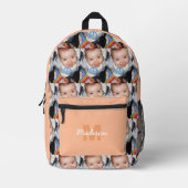 Pas Uw fotopatroon monogram perzik fuzz Bedrukte Rugzak (Voorkant)