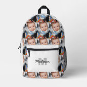 Pas Uw fotopatroon monogram wit aan Bedrukte Rugzak (Voorkant)