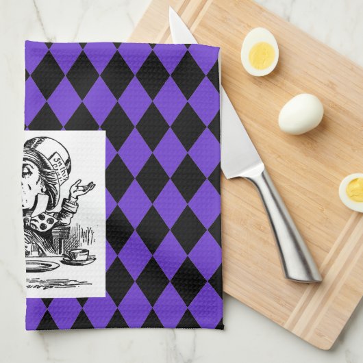 Pas uw kleur Harlequin Mad Hatter Towel aan Theedoek (Quarter Fold)