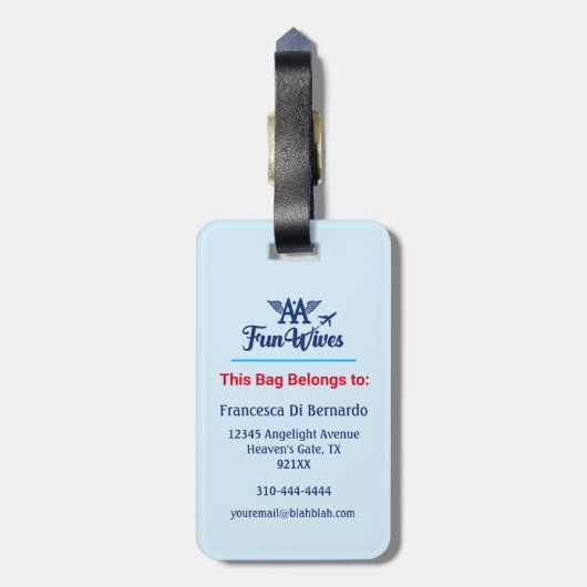 Pas uw Label BlueLuggage aan als Logo voor snoeven Bagagelabel (Achterkant verticaal)