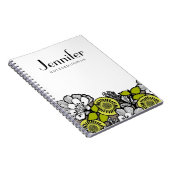 Pas uw laptop aan - Grijze bloemen Notitieboek (Rechterzijde)