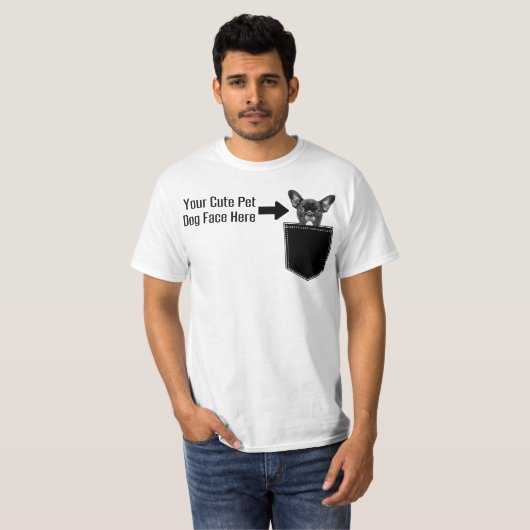 Pas uw Pet Dog Face Afbeelding Pocket Mannen aan T-shirt (Voorkant volledig)