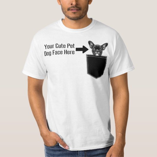Pas uw Pet Dog Face Afbeelding Pocket Mannen aan T-shirt (Voorkant)