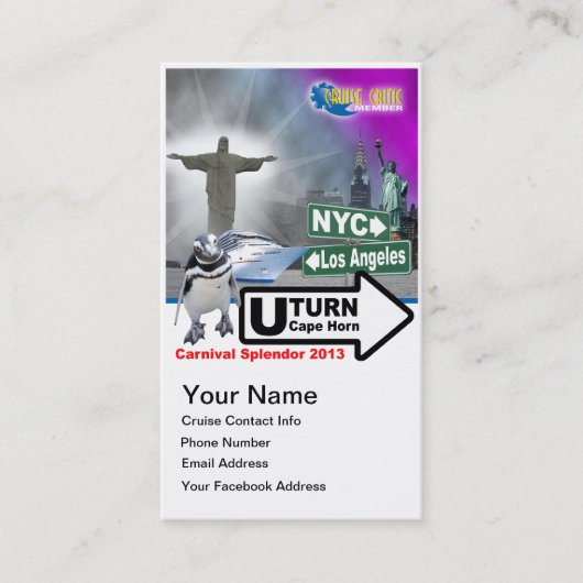 Pas uw slok de cruisekaarten van Penguin CC aan Visitekaartje (Voorkant)