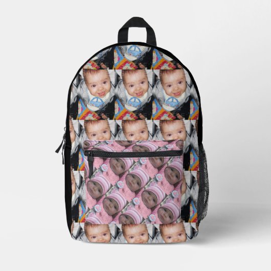 Pas Uw twee foto patroon Zwart aan Bedrukte Rugzak (Voorkant)