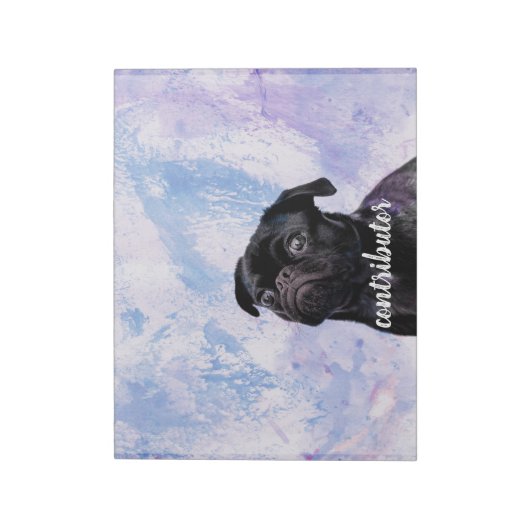 Pas uw zeer eigen Black Pug Contributor Dog aan Notitieblok (Linkerzijde)