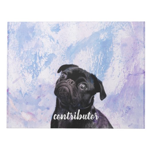 Pas uw zeer eigen Black Pug Contributor Dog aan Notitieblok (Voorkant)
