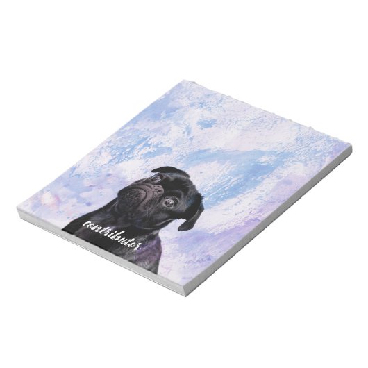 Pas uw zeer eigen Black Pug Contributor Dog aan Notitieblok (Linkerzijde)