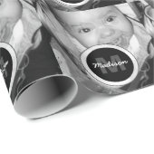 Pas Uw zwart-wit fotomodel monogram aan Cadeaupapier (Rol Hoek)