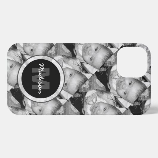 Pas Uw zwart-wit fotomodel monogram aan iPhone Hoesje (Achterkant horizontaal)