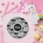 Pas Uw zwart-wit fotomodel monogram aan Papieren Bordje (Feest)