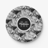 Pas Uw zwart-wit fotomodel monogram aan Papieren Bordje (Voorkant)