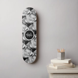 Pas Uw zwart-wit fotomodel monogram aan Persoonlijk Skateboard