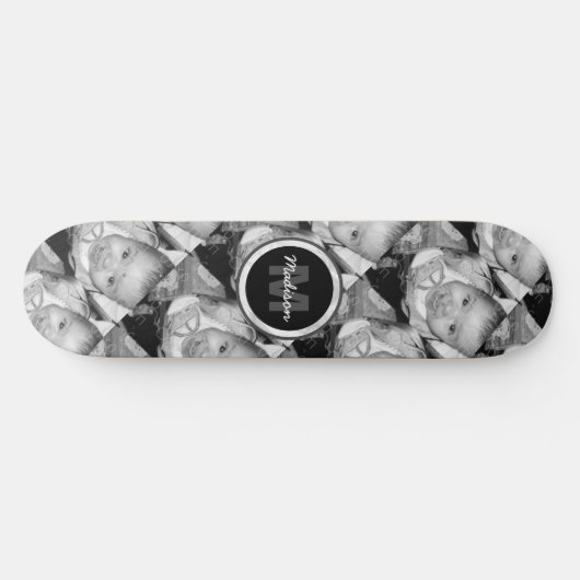 Pas Uw zwart-wit fotomodel monogram aan Persoonlijk Skateboard (Horizontaal)