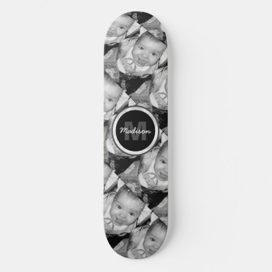 Pas Uw zwart-wit fotomodel monogram aan Persoonlijk Skateboard (Voorkant)