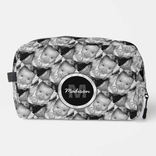 Pas Uw zwart-wit fotomodel monogram aan Toilettasje (Voorkant)