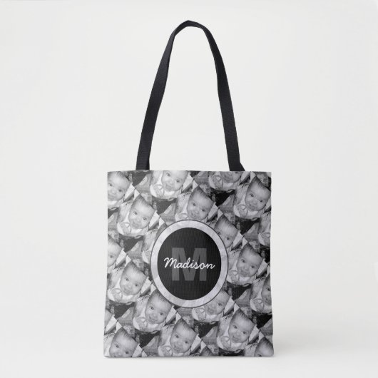 Pas Uw zwart-wit fotomodel monogram aan Tote Bag (Voorkant)
