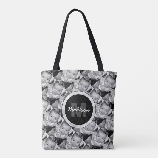 Pas Uw zwart-wit fotomodel monogram aan Tote Bag (Achterkant)