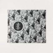 Pas Uw zwart-wit fotomodel monogram aan Wandkleed (Voorkant (horizontaal))