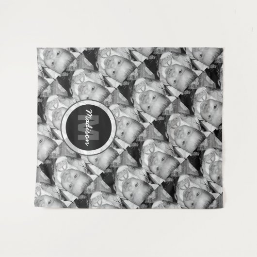 Pas Uw zwart-wit fotomodel monogram aan Wandkleed (Voorkant (horizontaal))