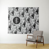 Pas Uw zwart-wit fotomodel monogram aan Wandkleed (In Situ (horizontaal))