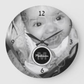 Pas uw zwart-wit fotoMonogram aan Grote Klok (Voorkant)