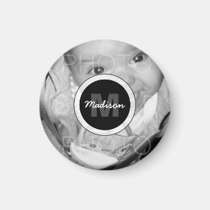 Pas uw zwart-wit fotoMonogram aan Magneet