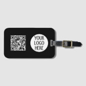 Pas uw zwart-witte QR-code bedrijfslogo aan Bagagelabel (Voorkant (horizontaal))