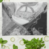 Pas Uw zwarte witte foto aan Theedoek (Gevouwen)