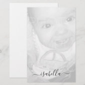 Pas Uw zwarte witte foto Monogram aan - naam Briefpapier (Voorkant / Achterkant)