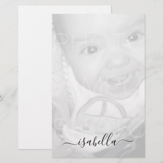 Pas Uw zwarte witte foto Monogram aan - naam Briefpapier (Voorkant / Achterkant)