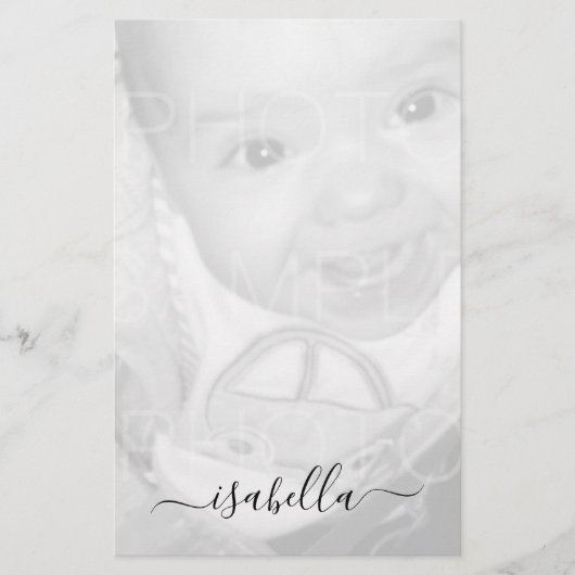 Pas Uw zwarte witte foto Monogram aan - naam Briefpapier (Voorkant)