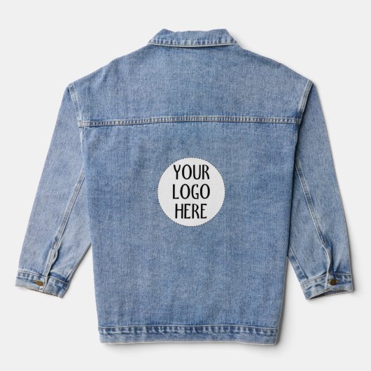 Pas uw zwarte witte logo aan denim jacket (Achterkant)