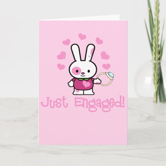 Pas Verloving Cute Bunny Met Ring! Aankondiging (Voorkant)