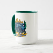 Pas vierwielaandrijving aan de bergen die roepen mok (Voorkant links)