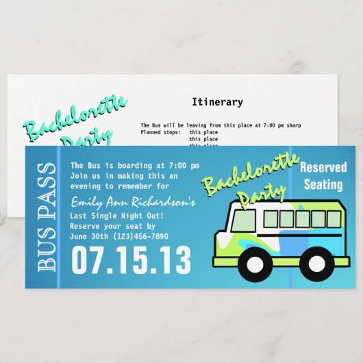 Pas voor vrijgezellenfeestbus kaart (Voorkant / Achterkant)